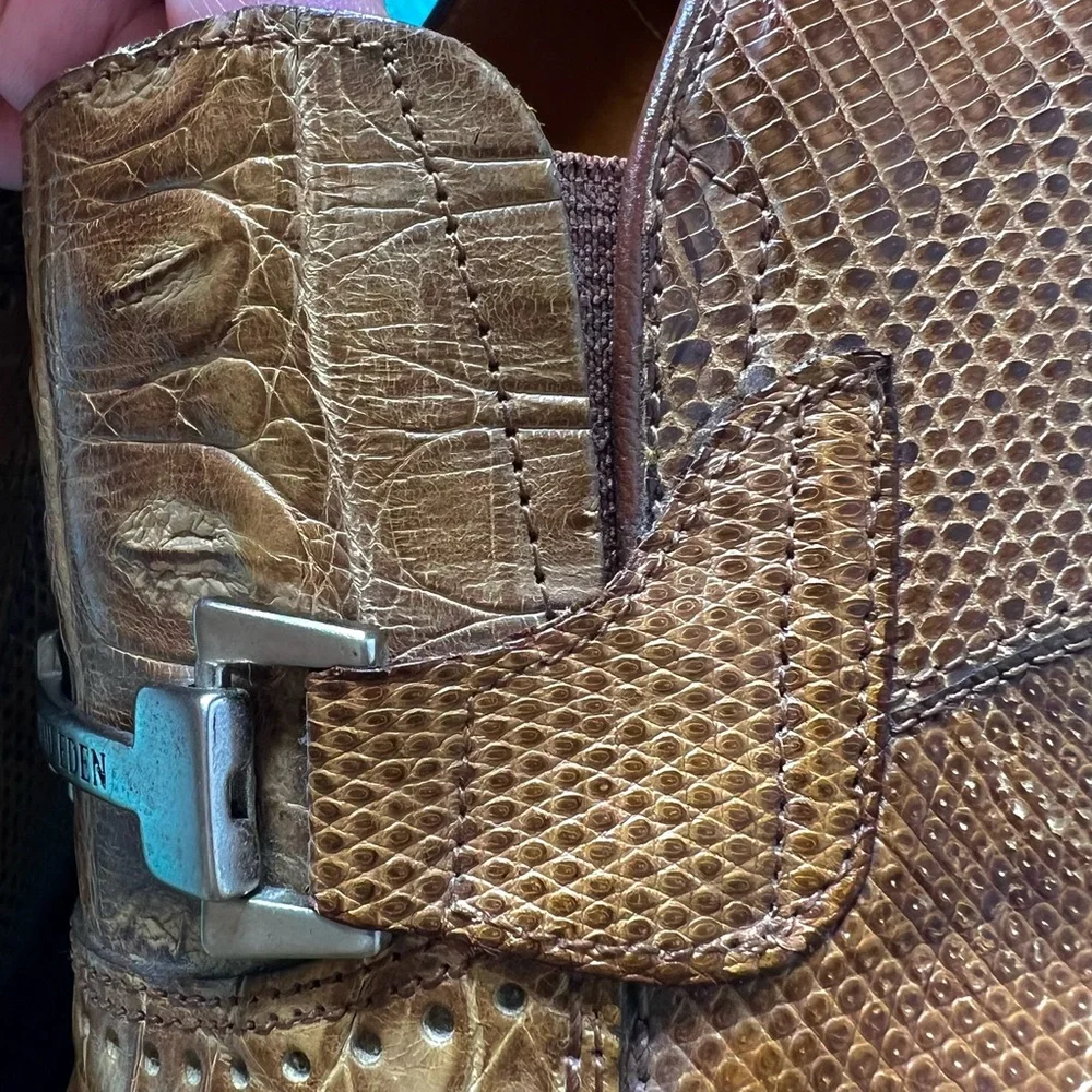 David Eden Genuine Crocodile Vintage Leather Golden Tan Oxford Loafer Men’s 10.5